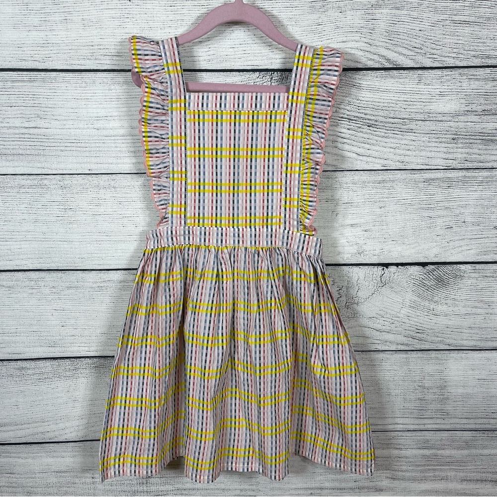 NWT Margherita Girls Multi Check Pinafore Dress with Frill Sz 6